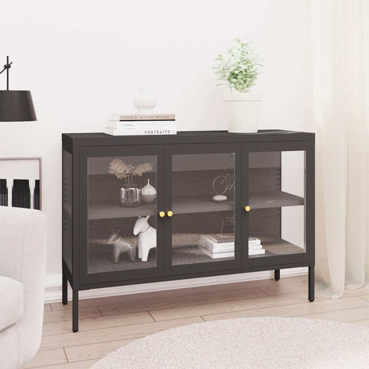 Sideboard 105x35x70 cm Steel and Glass Anthracite