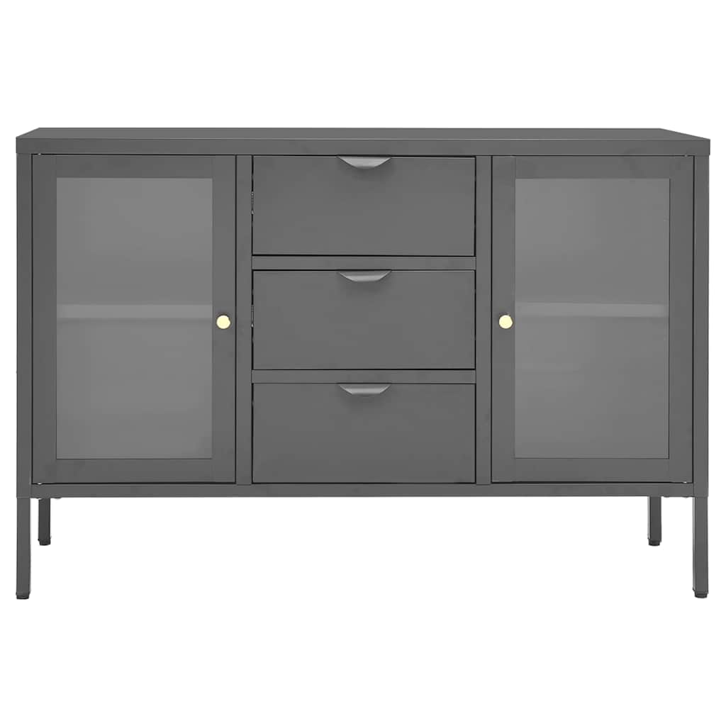 336078 vidaXL Sideboard Anthracite 105x35x70 cm Steel and Tempered Glass 3