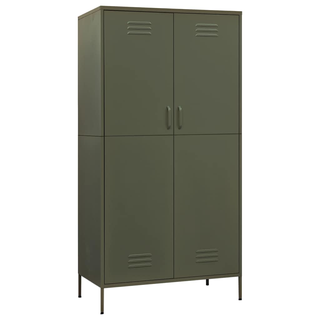 Wardrobe 90x50x180 cm Steel Olive green