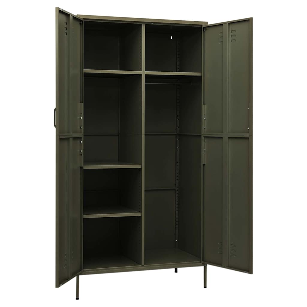vidaXL Wardrobe Olive Green 90x50x180 cm Steel 4