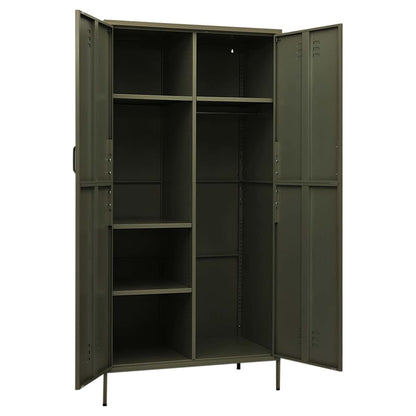 vidaXL Wardrobe Olive Green 90x50x180 cm Steel 4