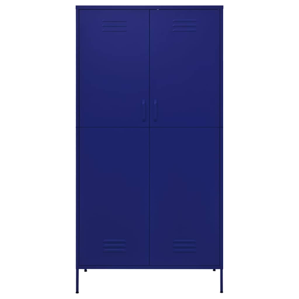 336244 vidaXL Wardrobe Navy Blue 90x50x180 cm Steel 3