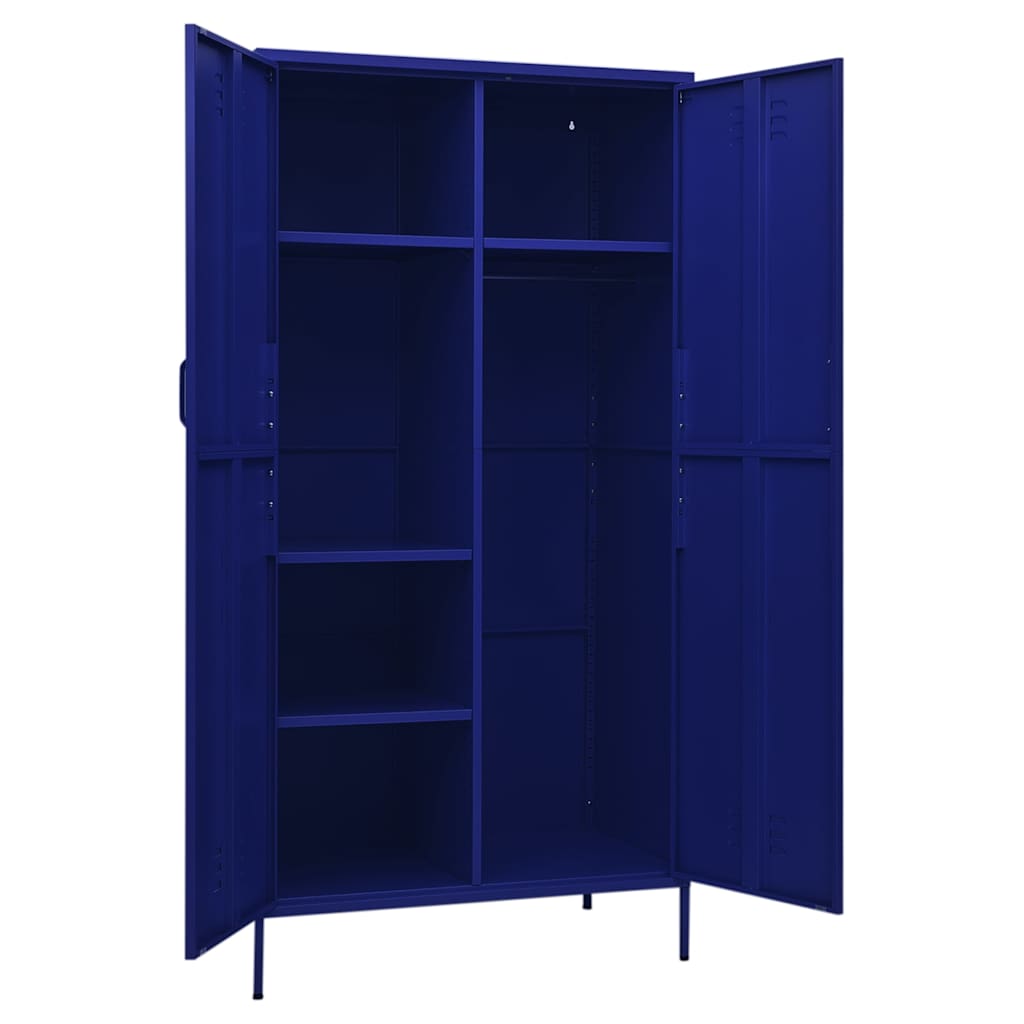 336244 vidaXL Wardrobe Navy Blue 90x50x180 cm Steel 4