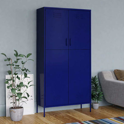 336244 vidaXL Wardrobe Navy Blue 90x50x180 cm Steel 1