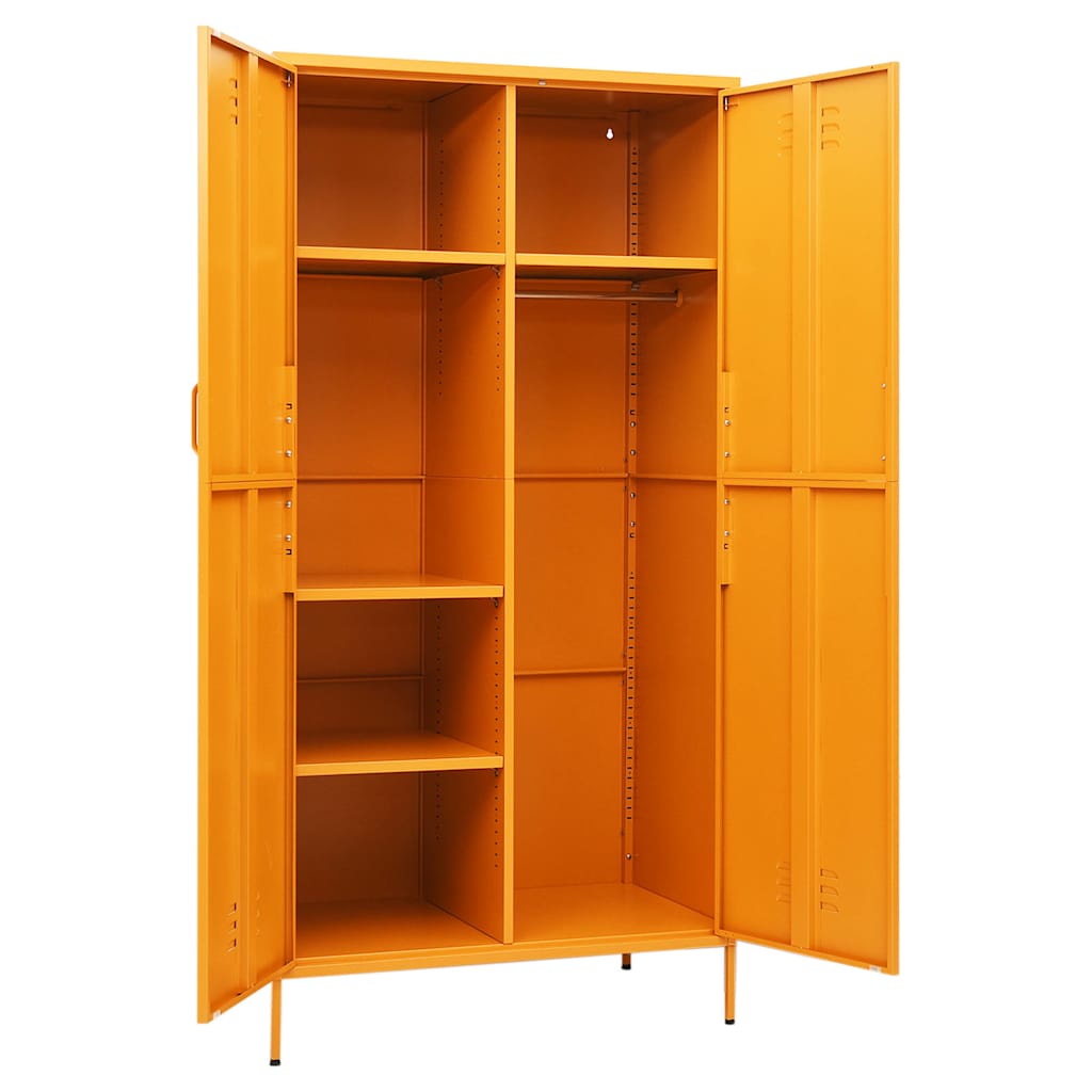 336245 vidaXL Wardrobe Mustard Yellow 90x50x180 cm Steel 4