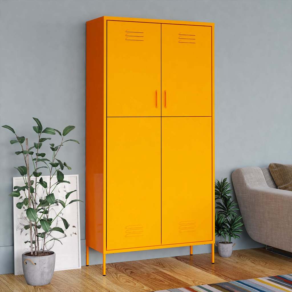 336245 vidaXL Wardrobe Mustard Yellow 90x50x180 cm Steel 1