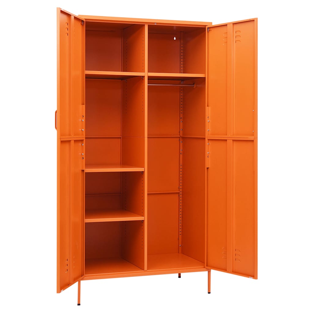 336246 vidaXL Wardrobe Orange 90x50x180 cm Steel 4