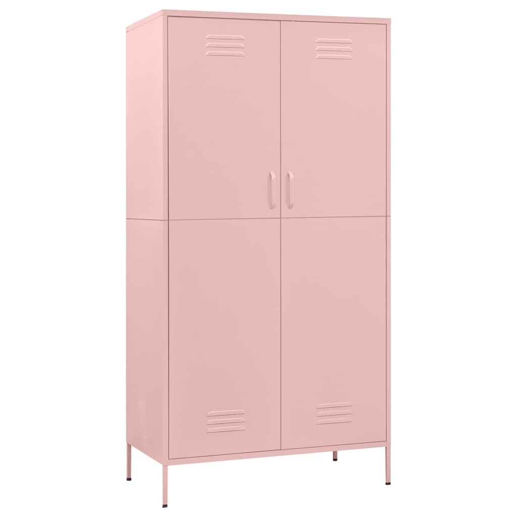 336247 vidaXL Wardrobe Pink 90x50x180 cm Steel 2