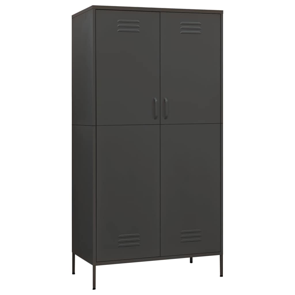 336249 vidaXL Wardrobe Anthracite 90x50x180 cm Steel 2