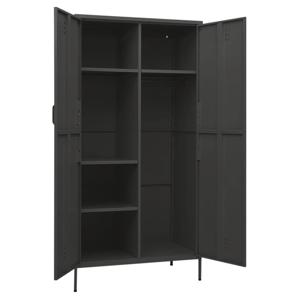 336249 vidaXL Wardrobe Anthracite 90x50x180 cm Steel 6