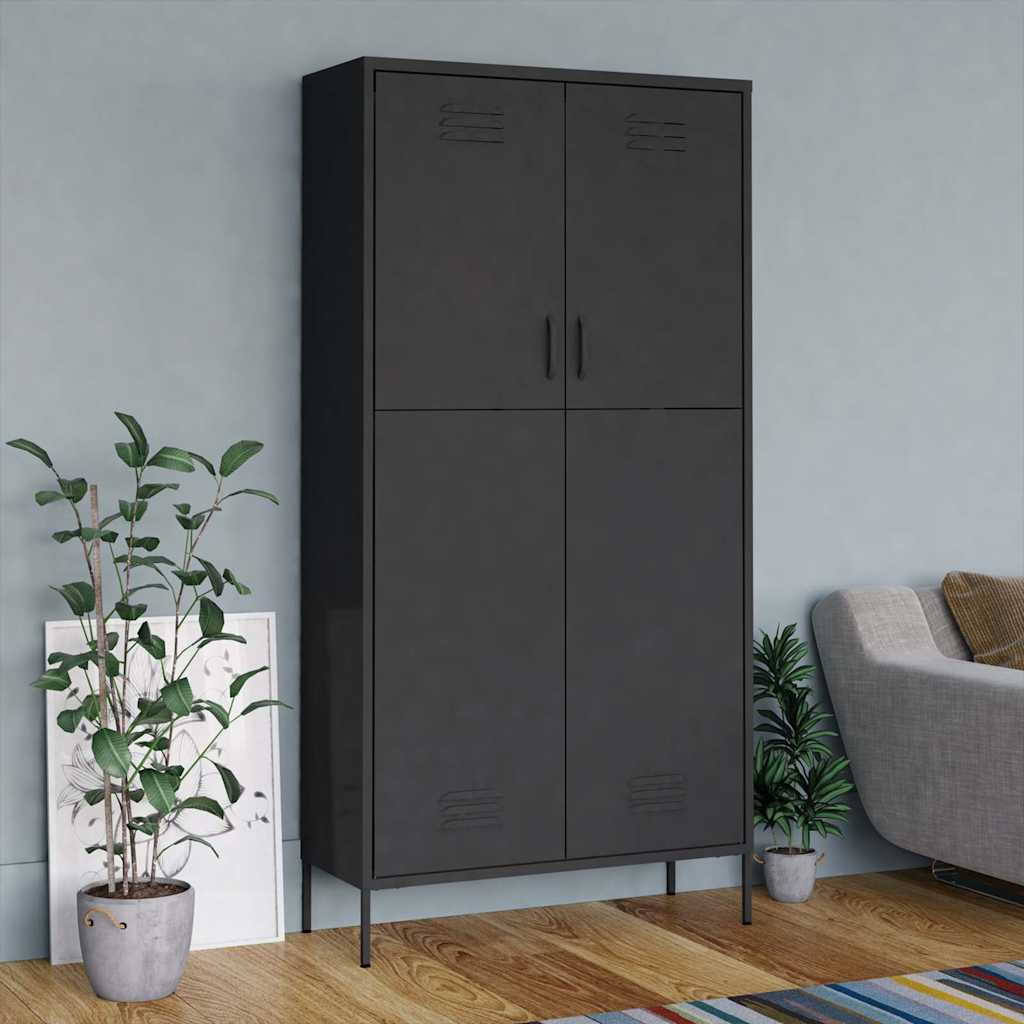 336249 vidaXL Wardrobe Anthracite 90x50x180 cm Steel 1