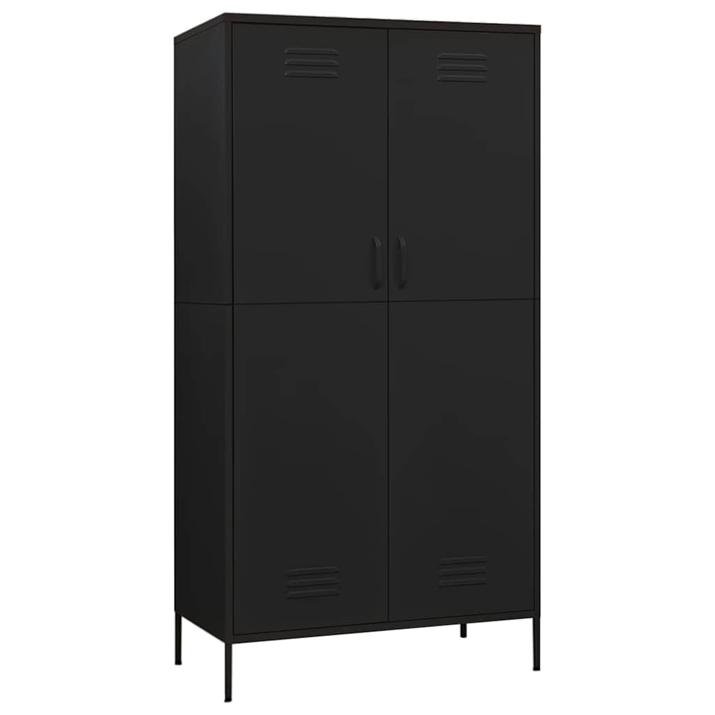 336250 vidaXL Wardrobe Black 90x50x180 cm Steel 2