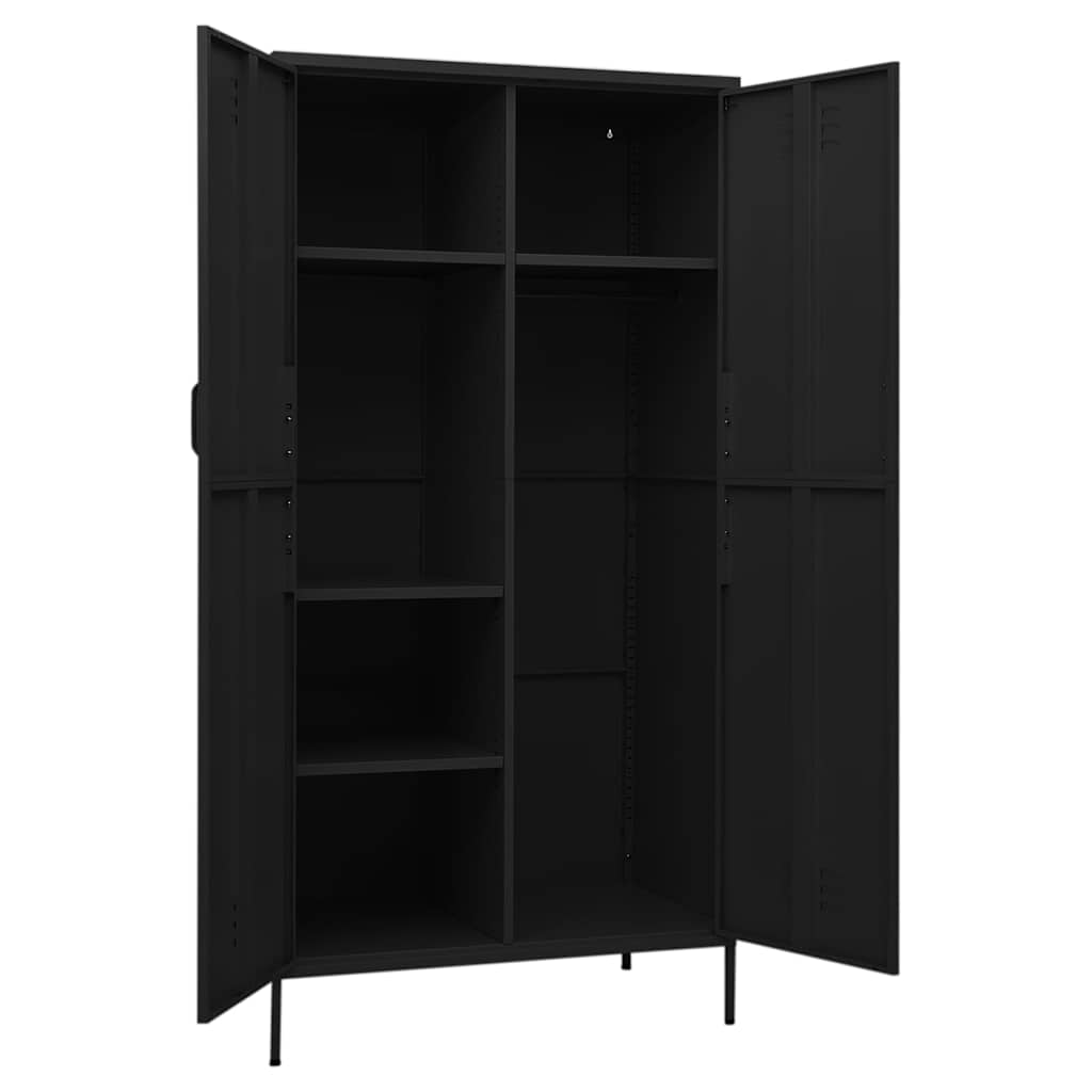 336250 vidaXL Wardrobe Black 90x50x180 cm Steel 4