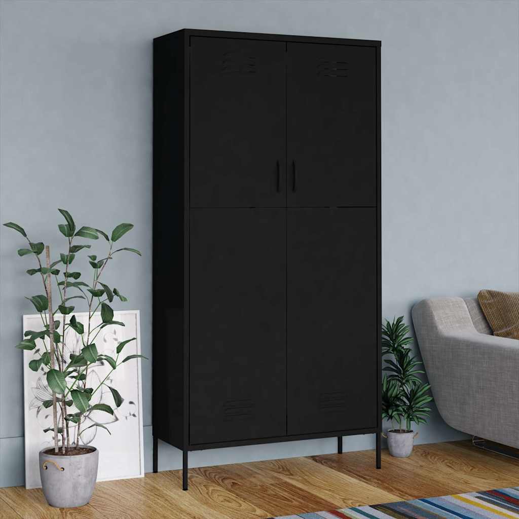 336250 vidaXL Wardrobe Black 90x50x180 cm Steel 1