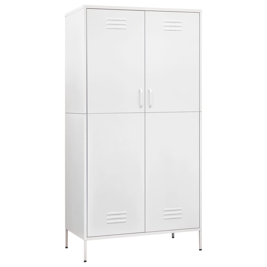 336251 vidaXL Wardrobe White 90x50x180 cm Steel 2