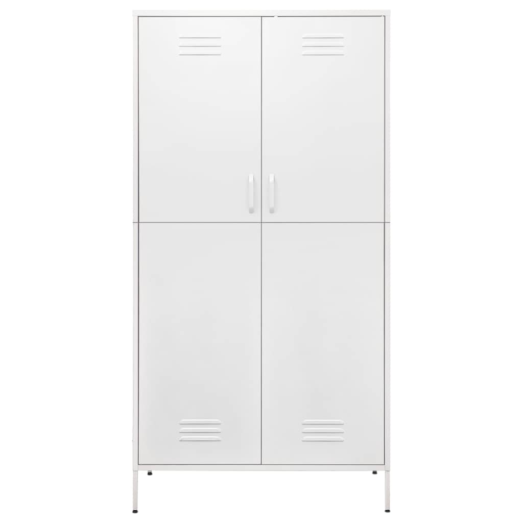 336251 vidaXL Wardrobe White 90x50x180 cm Steel 3