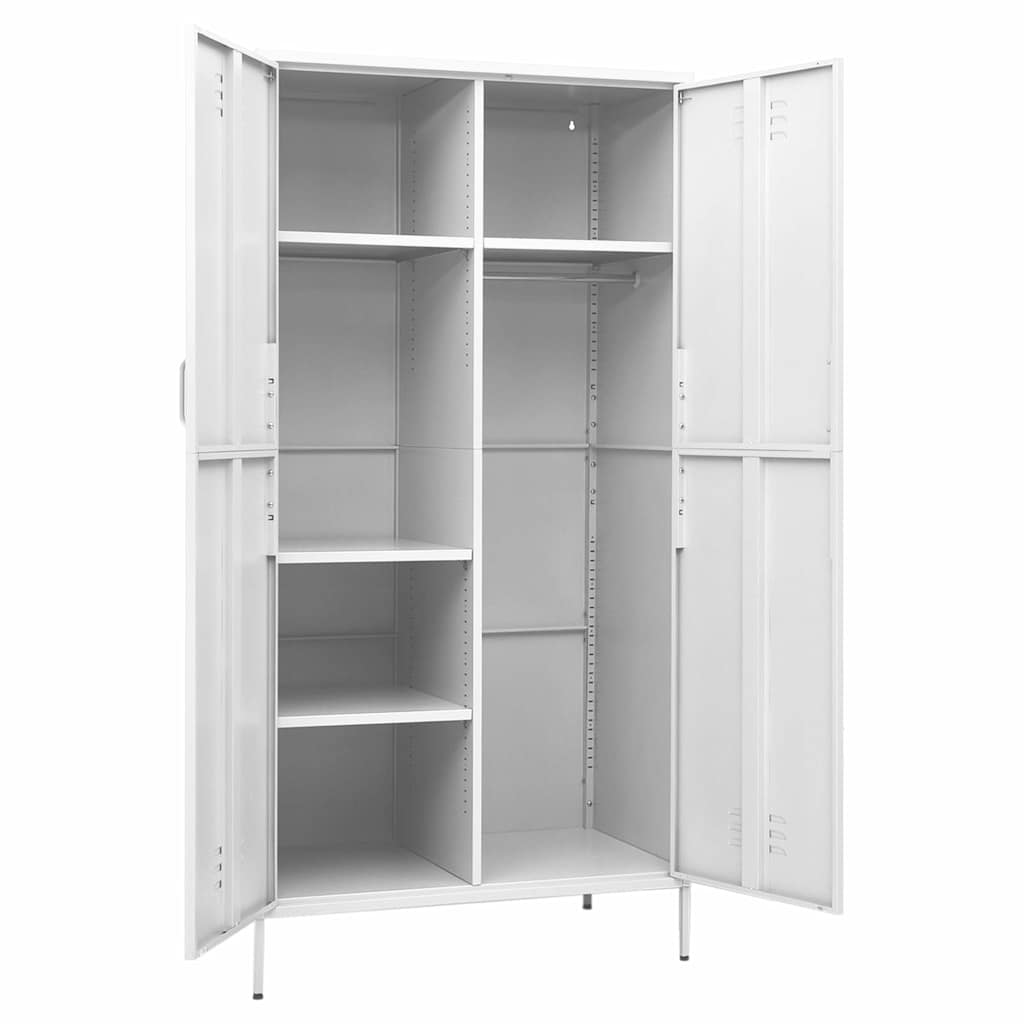 336251 vidaXL Wardrobe White 90x50x180 cm Steel 4