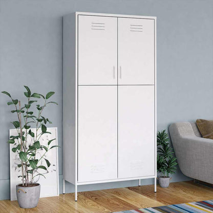 336251 vidaXL Wardrobe White 90x50x180 cm Steel 1