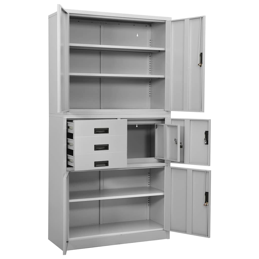 336414 vidaXL Office Cabinet Light Grey 90x40x180 cm Steel 3