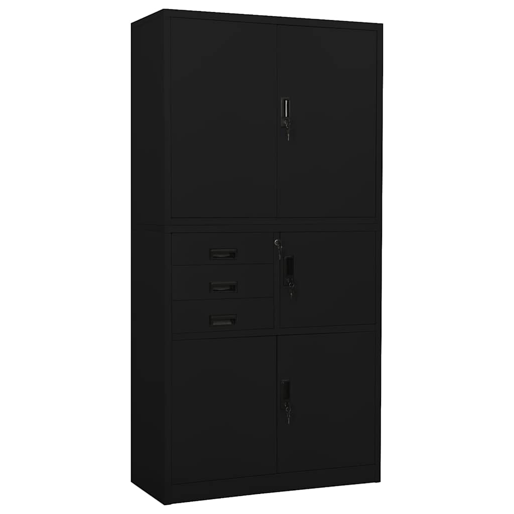 336415 vidaXL Office Cabinet Black 90x40x180 cm Steel 1