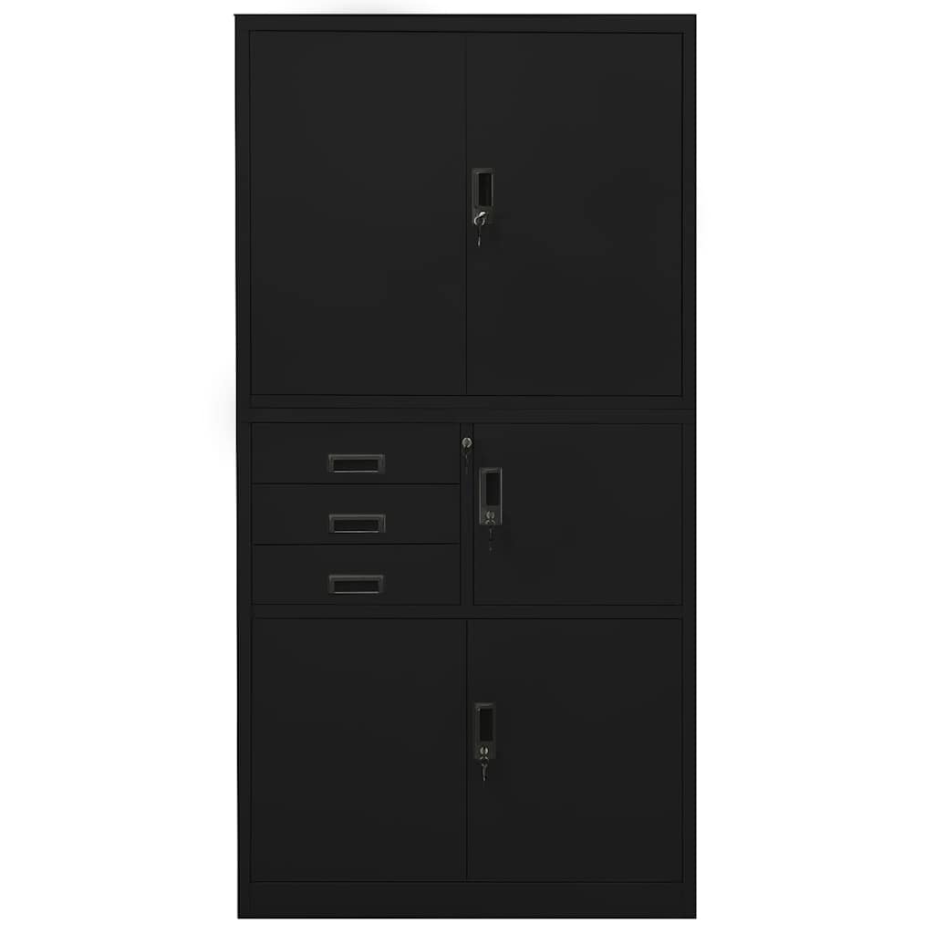 336415 vidaXL Office Cabinet Black 90x40x180 cm Steel 2