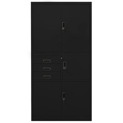 336415 vidaXL Office Cabinet Black 90x40x180 cm Steel 2