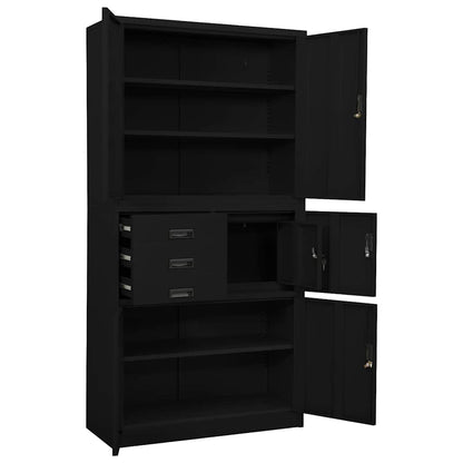 336415 vidaXL Office Cabinet Black 90x40x180 cm Steel 3