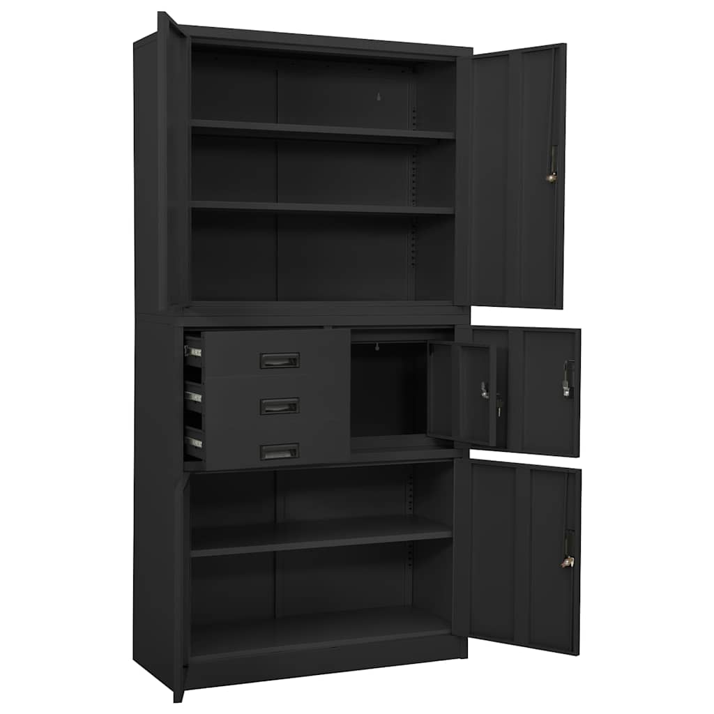 336416 vidaXL Office Cabinet Anthracite 90x40x180 cm Steel 3