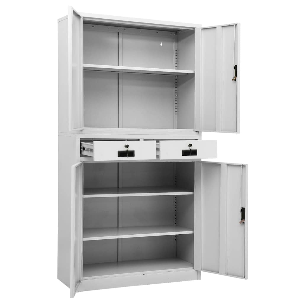 336418 vidaXL Office Cabinet Light Grey 90x40x180 cm Steel 6