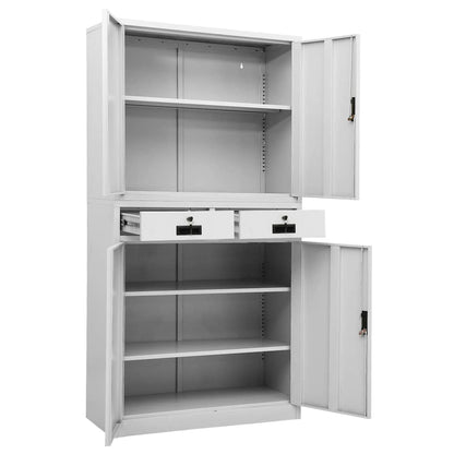 336418 vidaXL Office Cabinet Light Grey 90x40x180 cm Steel 6