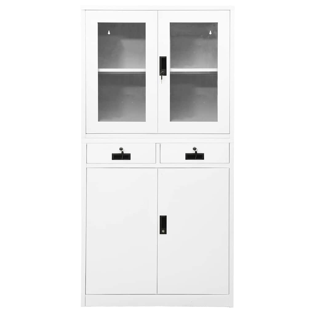 vidaXL Office Cabinet | White | Steel and tempered glass | 90 x 40 x 180 cm 2