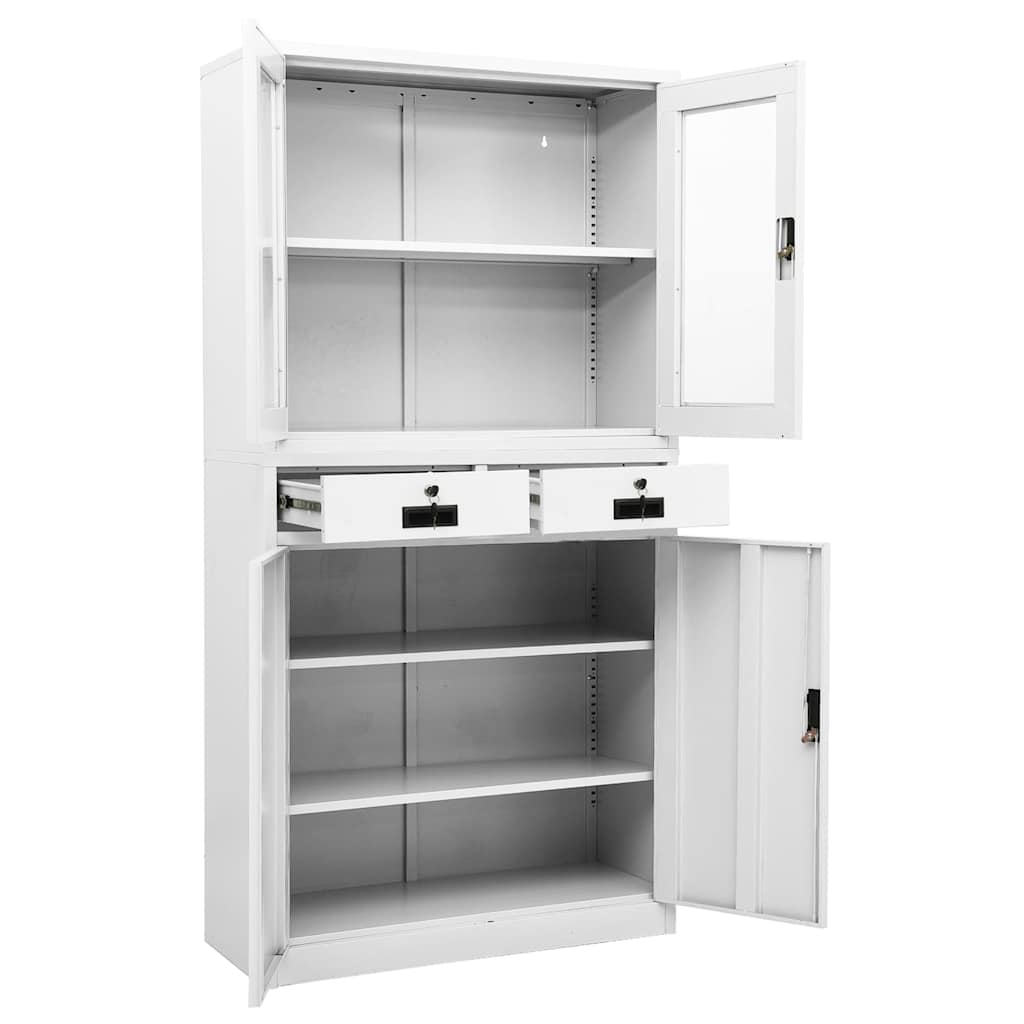 vidaXL Office Cabinet | White | Steel and tempered glass | 90 x 40 x 180 cm 6