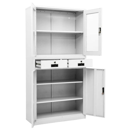 vidaXL Office Cabinet | White | Steel and tempered glass | 90 x 40 x 180 cm 6