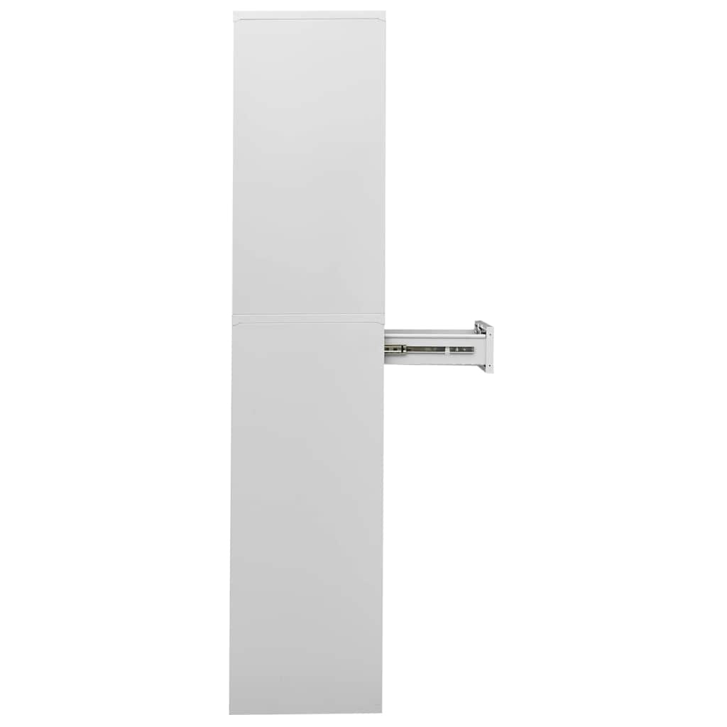 vidaXL Office Cabinet Light Grey 90x40x180 cm Steel and Tempered Glass 4