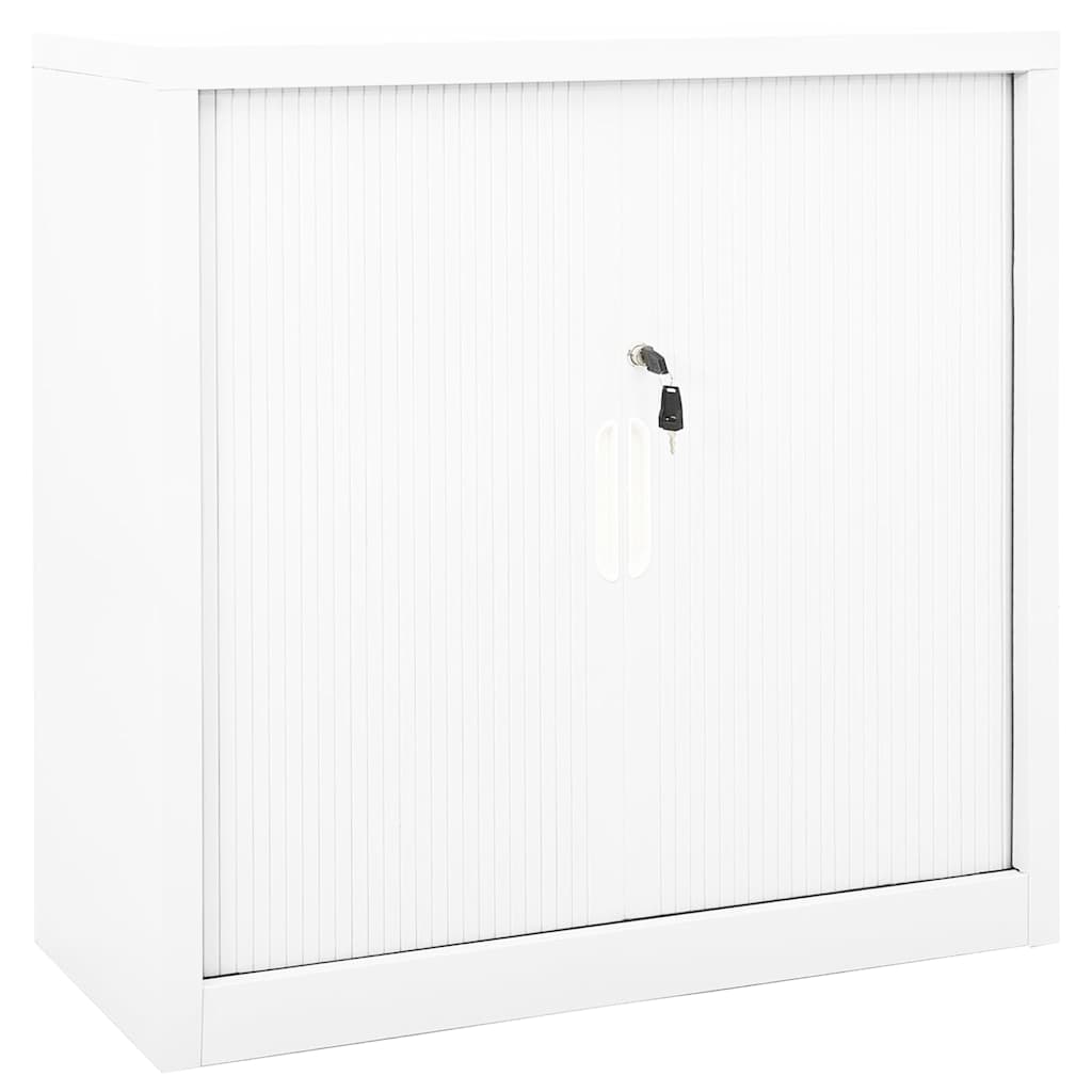 336429 vidaXL Sliding Door Cabinet White 90x40x90 cm Steel 1