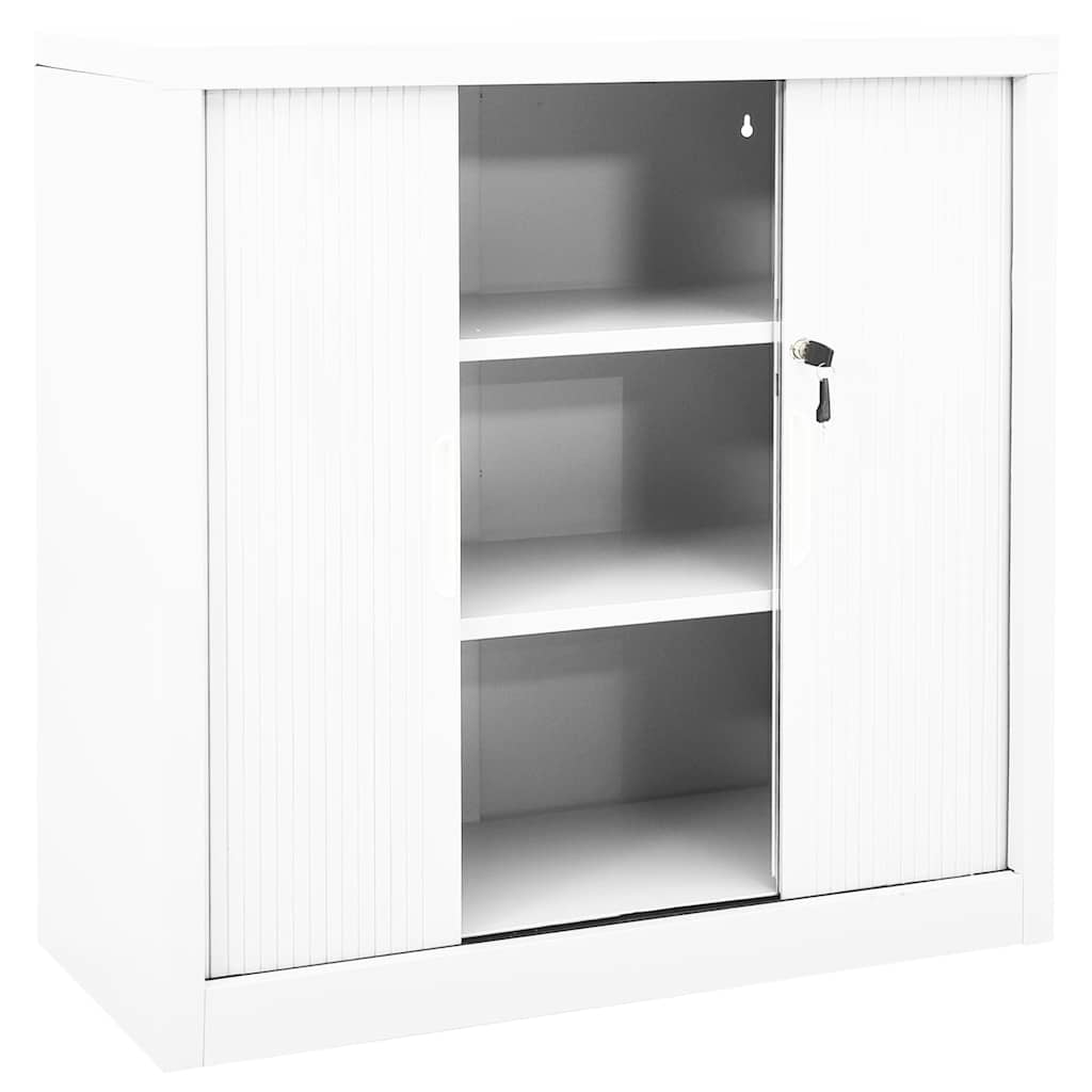 336429 vidaXL Sliding Door Cabinet White 90x40x90 cm Steel 3