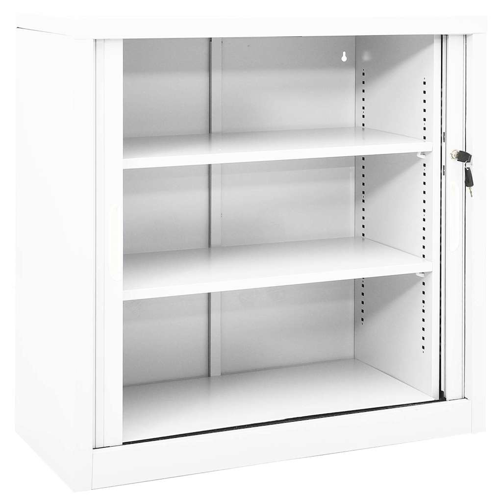 336429 vidaXL Sliding Door Cabinet White 90x40x90 cm Steel 4