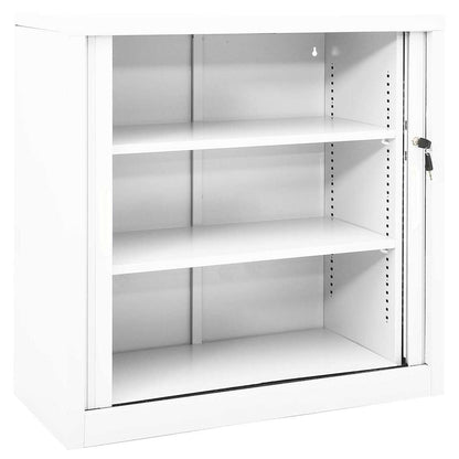 336429 vidaXL Sliding Door Cabinet White 90x40x90 cm Steel 4