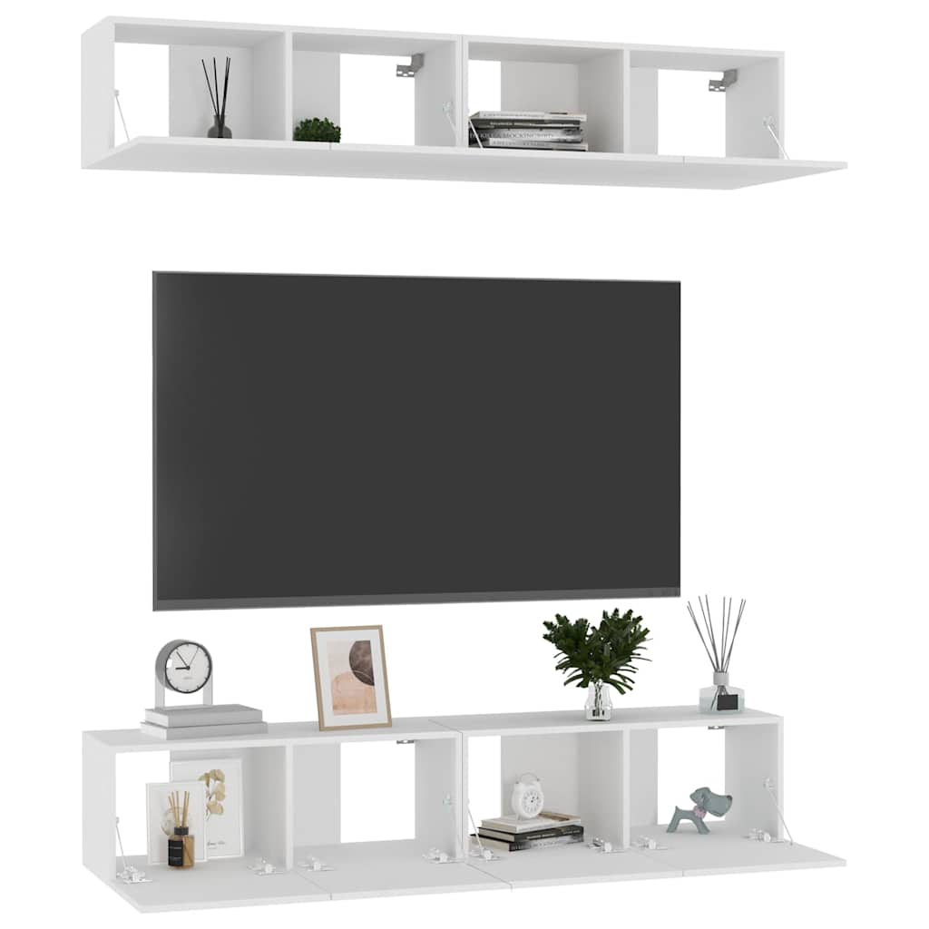 4 Piece TV Cabinet Set 80x30x30 cm Engineered Wood White