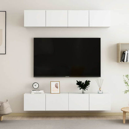 4 Piece TV Cabinet Set 80x30x30 cm Engineered Wood White