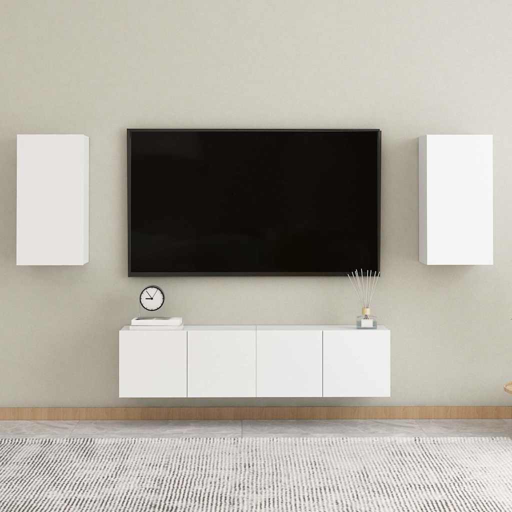 4 Piece TV Cabinet Set Engineered Wood Width 120 cm White