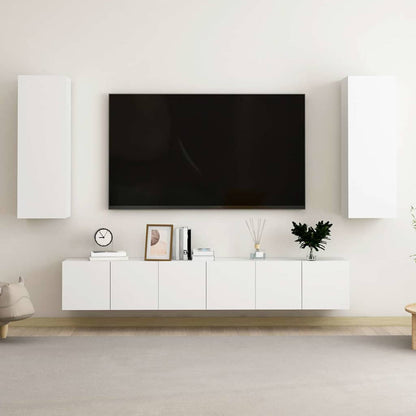 5 Piece TV Cabinet Set Engineered Wood Width 180 cm White