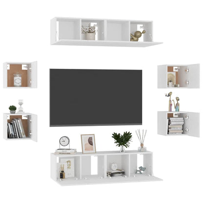 8 Piece TV Cabinet Set Engineered Wood Width 120 cm White