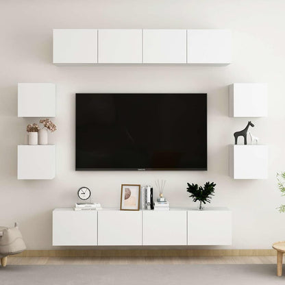 vidaXL 8 Piece TV Cabinet Set White Engineered Wood 1