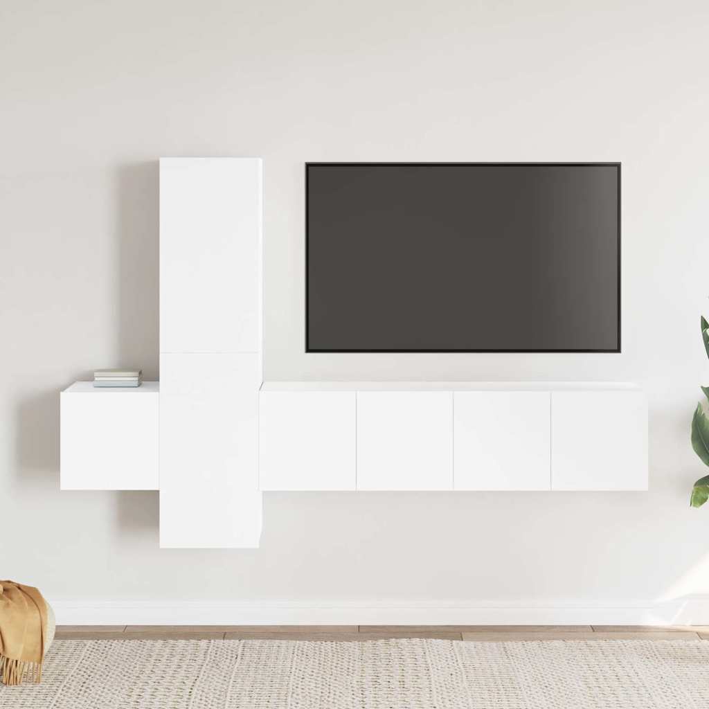 5 Piece TV Cabinet Set Engineered Wood Width 120 cm White