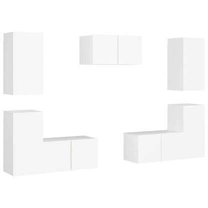 vidaXL 7 Piece TV Cabinet Set White Engineered Wood 2