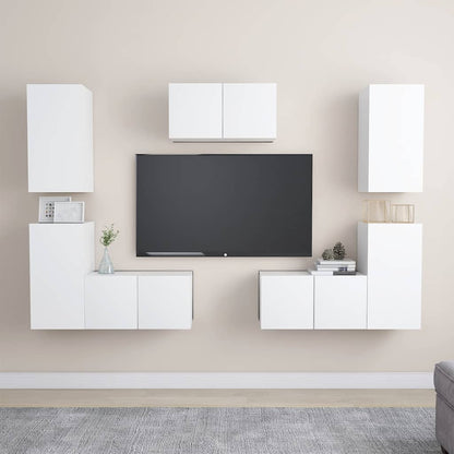 vidaXL 7 Piece TV Cabinet Set White Engineered Wood 1