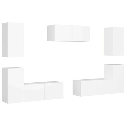 vidaXL 7 Piece TV Cabinet Set White Engineered Wood 2