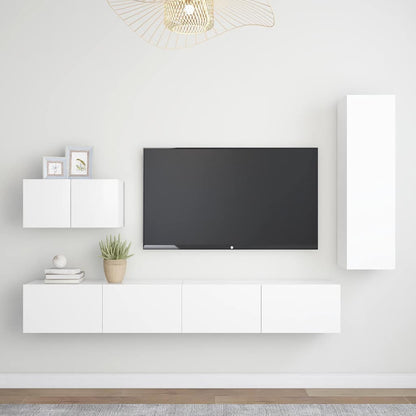 vidaXL 4 Piece TV Cabinet Set White Engineered Wood 1