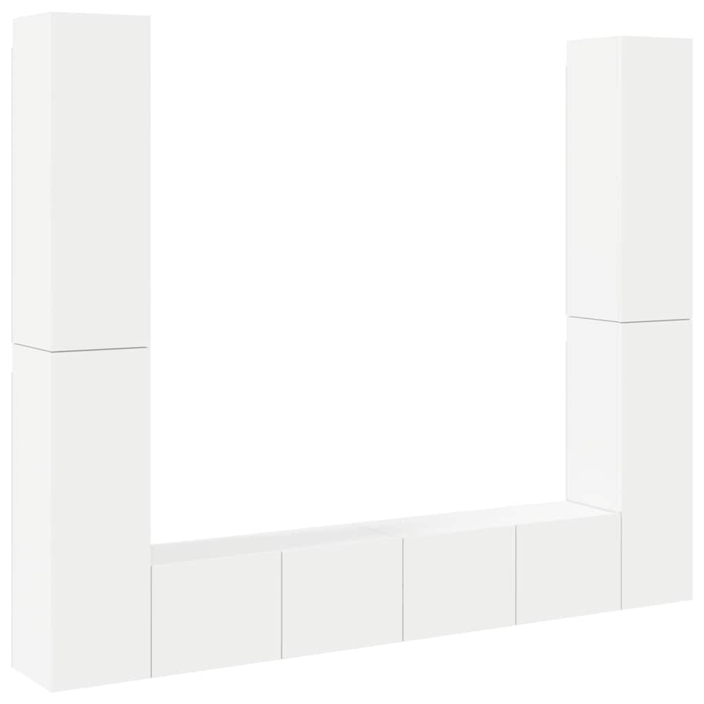 vidaXL 6 Piece TV Cabinet Set White Engineered Wood 2